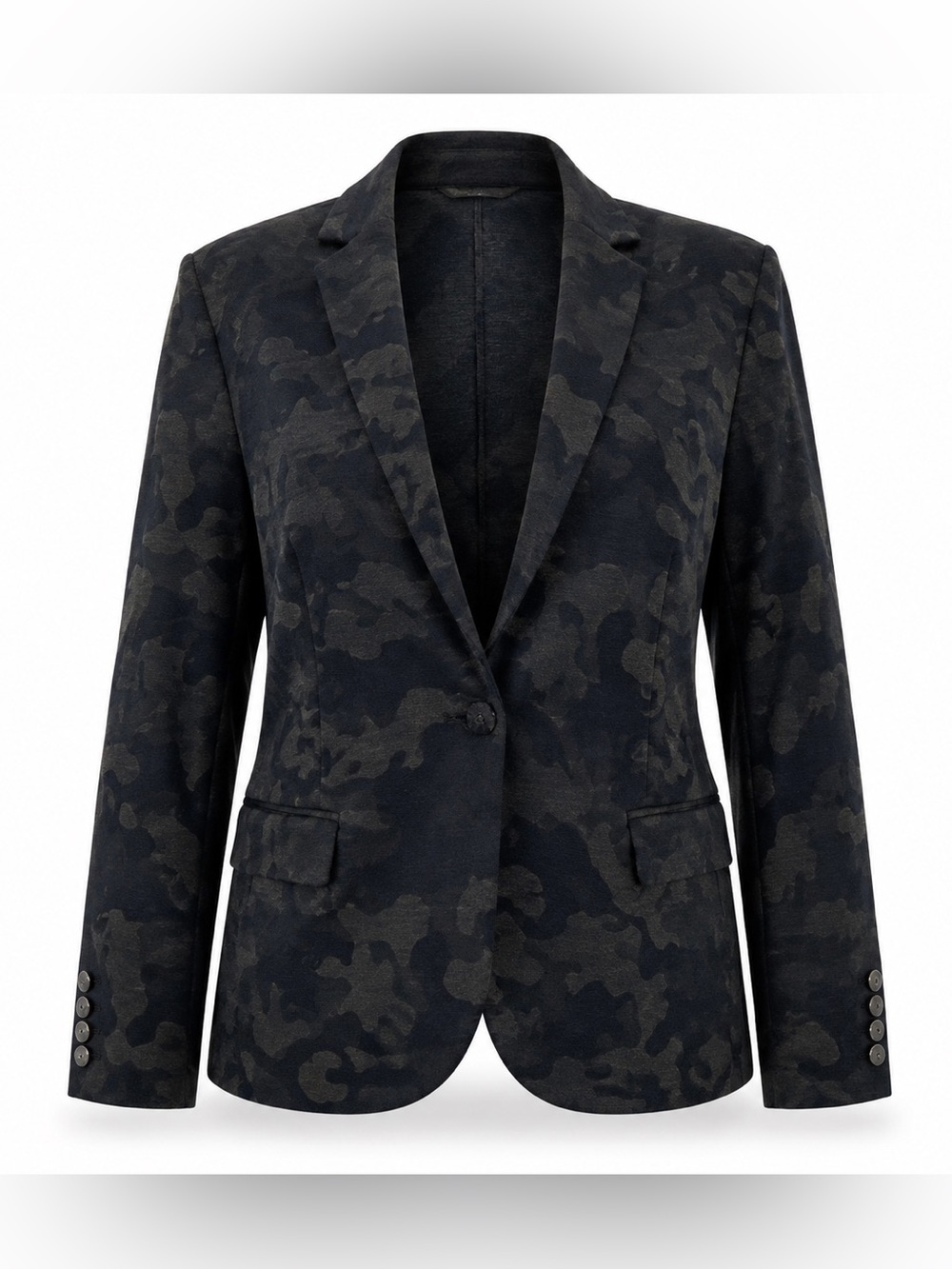 Women's Camouflage Blazer Jacket - Black/Charcoal/ Dark Olive